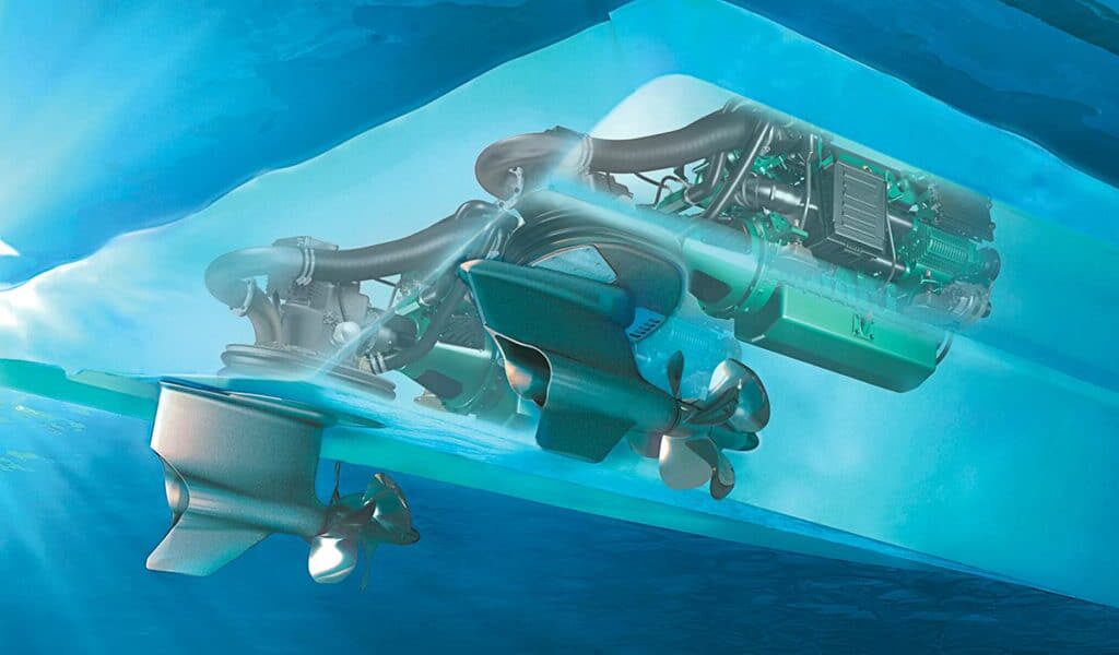 Volvo Penta IPS twin pod drive system with counter-rotating propellers